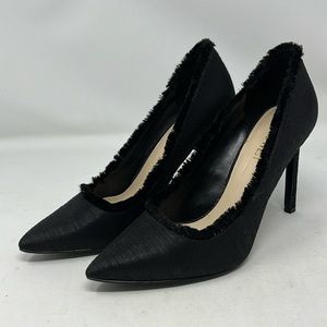 NINE WEST THAYER HEELS FABRIC AND FRINGE SIZE 7.5